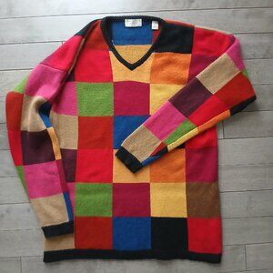 Lord and Taylor premium line 2 ply cashmere patchwork women's XL sweater EUC
